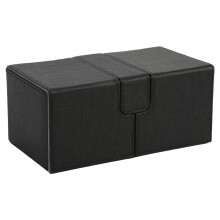 PU Leather Trading Card Storage Box Black with Magnetic Lock Closure Durable Deck Card Case