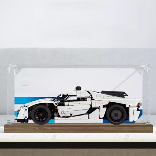 Acrylic Display Box for  42184 Racing Model, Clear Dustproof Case with Back Painted Design