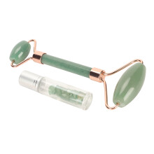Green Jadestone Face Roller for Wrinkles & Lymphatic Drainage with Oil Bottle