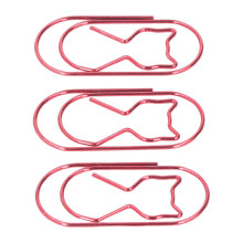4 Pack Red Cat-Shaped Iron Paper Clips | Fun Plated Wire Bookmarks