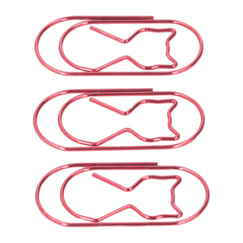 4 Pack Red Cat-Shaped Iron Paper Clips | Fun Plated Wire Bookmarks