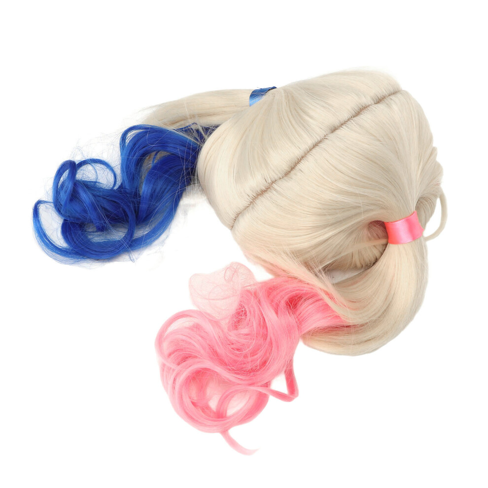 Women Double Ponytail Wig, Long Curly Faux Hair, Adjustable Size