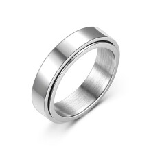 Fidget Spinner Ring Size 10 Silver Stainless Steel Anti Stress Spin Design Anxiety Relief Jewelry
