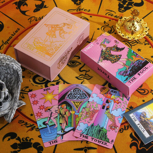 Tarot Cards Deck with Guidebook, Waterproof Pink2 Beginner Set for Divination and Fortune Telling 2