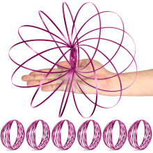 6 Pack Rose Pink Flow Ring Set, Kinetic Spinner Rings for Stress Relief and Festival Fun