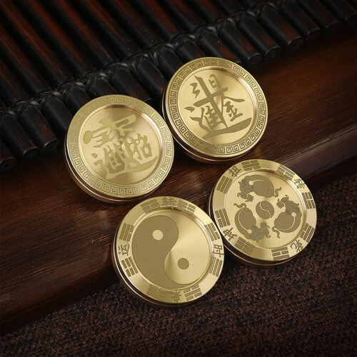 Brass Fidget Slider EDC Coin with Smooth Haptic Feedback, Quiet Slide Action, Style 3 1