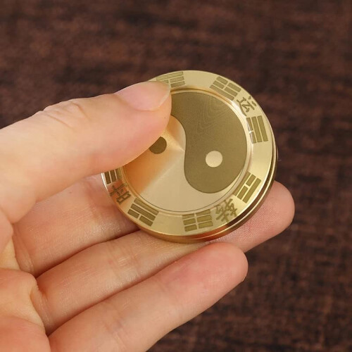 Brass Fidget Slider EDC Coin with Smooth Haptic Feedback, Quiet Slide Action, Style 3 2