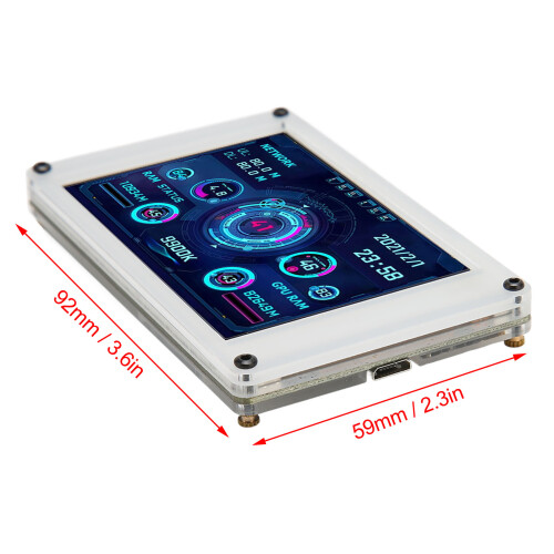 3,5" IPS Computer-Temperaturmonitor, dimmbar, automatische Abschaltung, dual USB, weiß 1