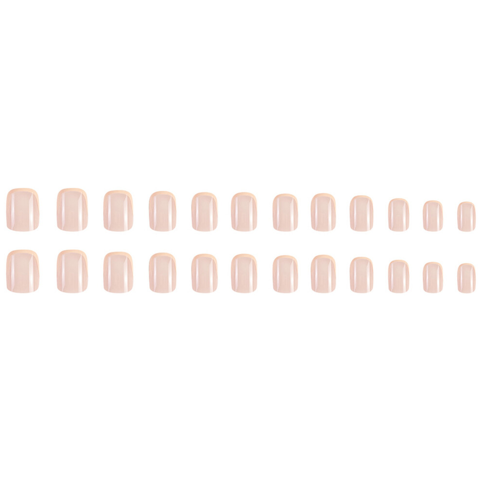 Zhouq-Outdoors Short Fake Nails - Yellow Edge, Natural & Unbreakable