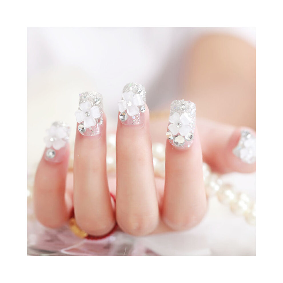 Dachuang Beauty 24Pcs 3D Flower Wedding Nails With Glue