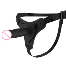 (Black) Realistic Silicone Strap-on Dildo for Adults