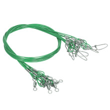 10Pcs 50cm Green High Carbon Steel Fishing Wire Leaders with Swivels
