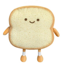 Funny Toast Plush Pillow with Expressive Face, Soft Bread Shape Cushion for Bedroom Decor and Gifts