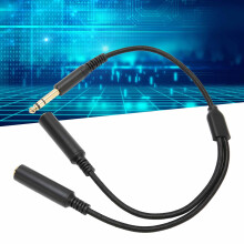 6.35mm Stereo Male to Dual Female Splitter Cable 11.8in Gold Plated Socket