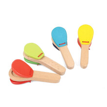 Kids Musical Instruments Wooden Finger Castanet Toy for HandEye Coordination Training Random Color