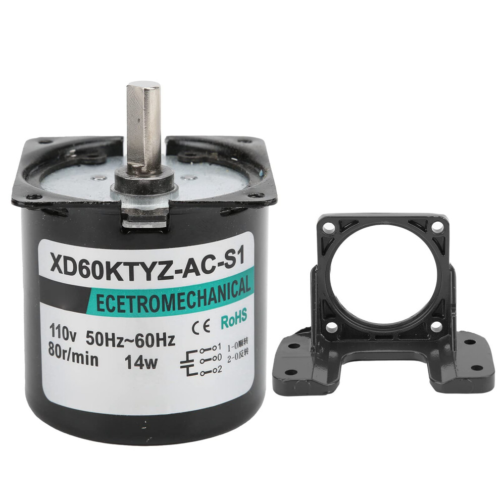 Xd60ktyz Ac Synchronous Motor 110V 80Rpm, 14W Permanent Magnet Speed Reducer With Mounting Bracket 9073542585619