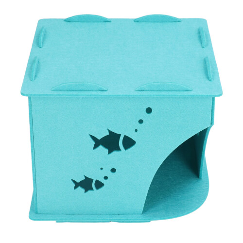 Cardboard Cat House - Foldable, Washable, Blue 1