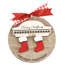 Red Wooden Christmas Ornament8x8cm