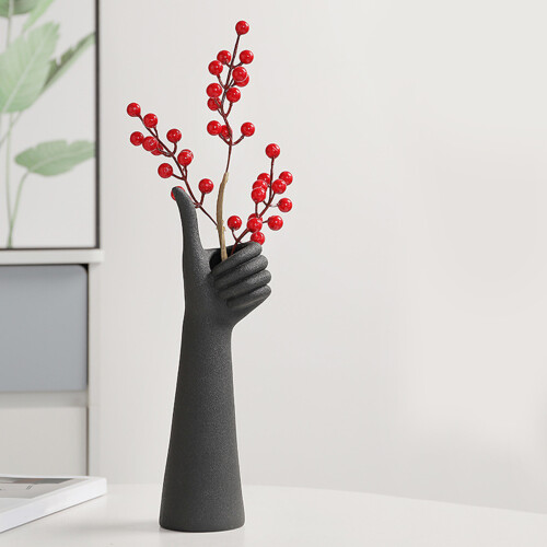 Thumb-Shaped Ceramic Vase – Black or White, 22x10cm & 1