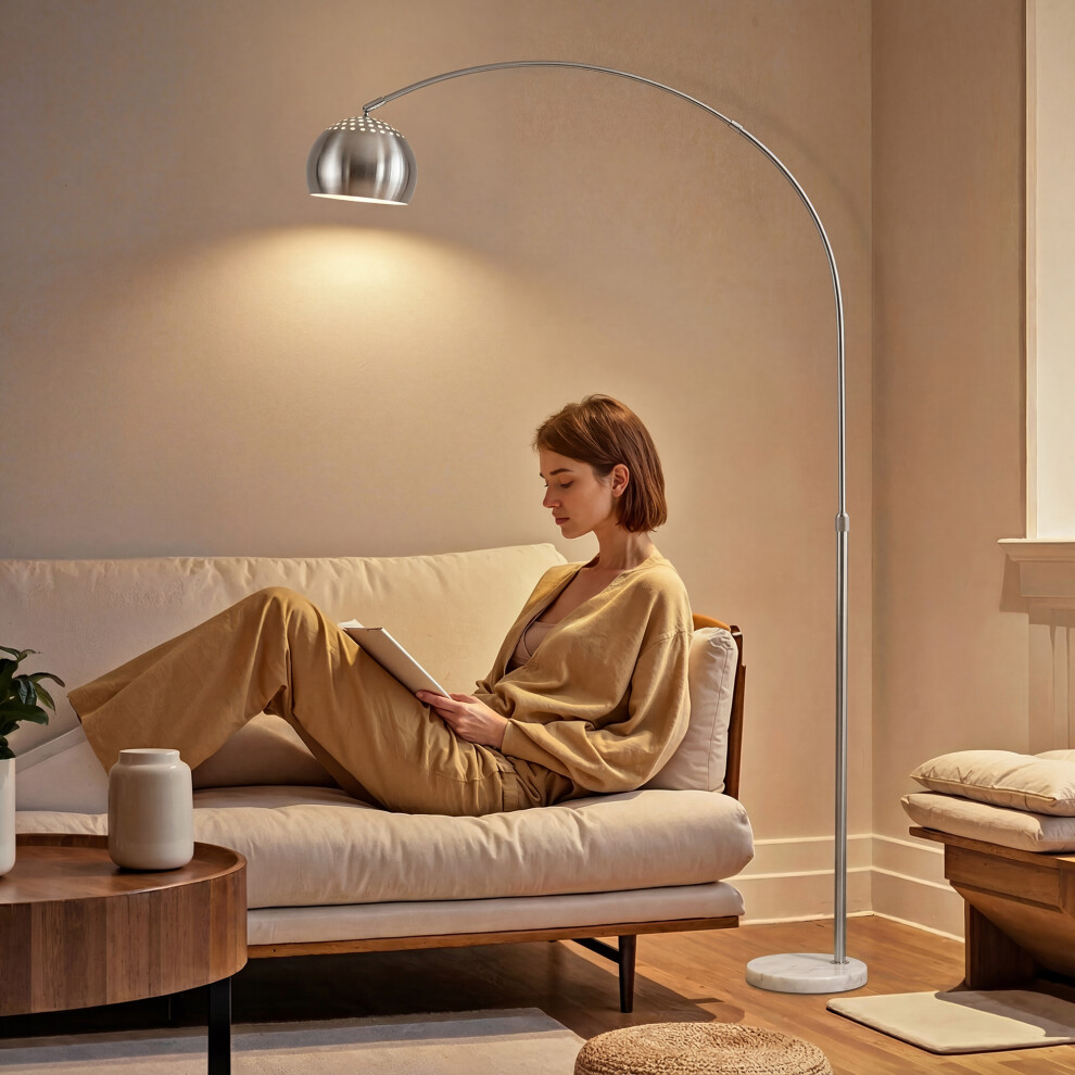 Homcom (Black) Arc Floor Lamp For Living Room, Free Standing Tall Lamp