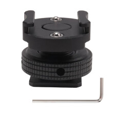 360 Rotatable Cold Shoe Mount Adapter for Microphone Anti-Drop Hotshoe Extension for LED Light Mic Camera Cage