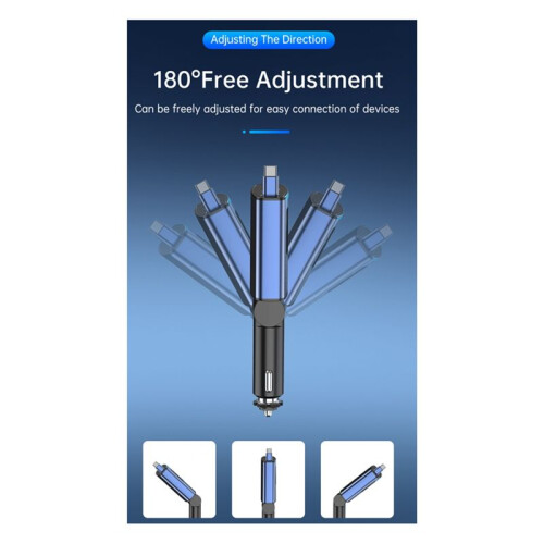 BC99 Car  Fm Transmitter Mobile Phone Notebook Car Charger with Retractable Cable Super Fast Charging 2