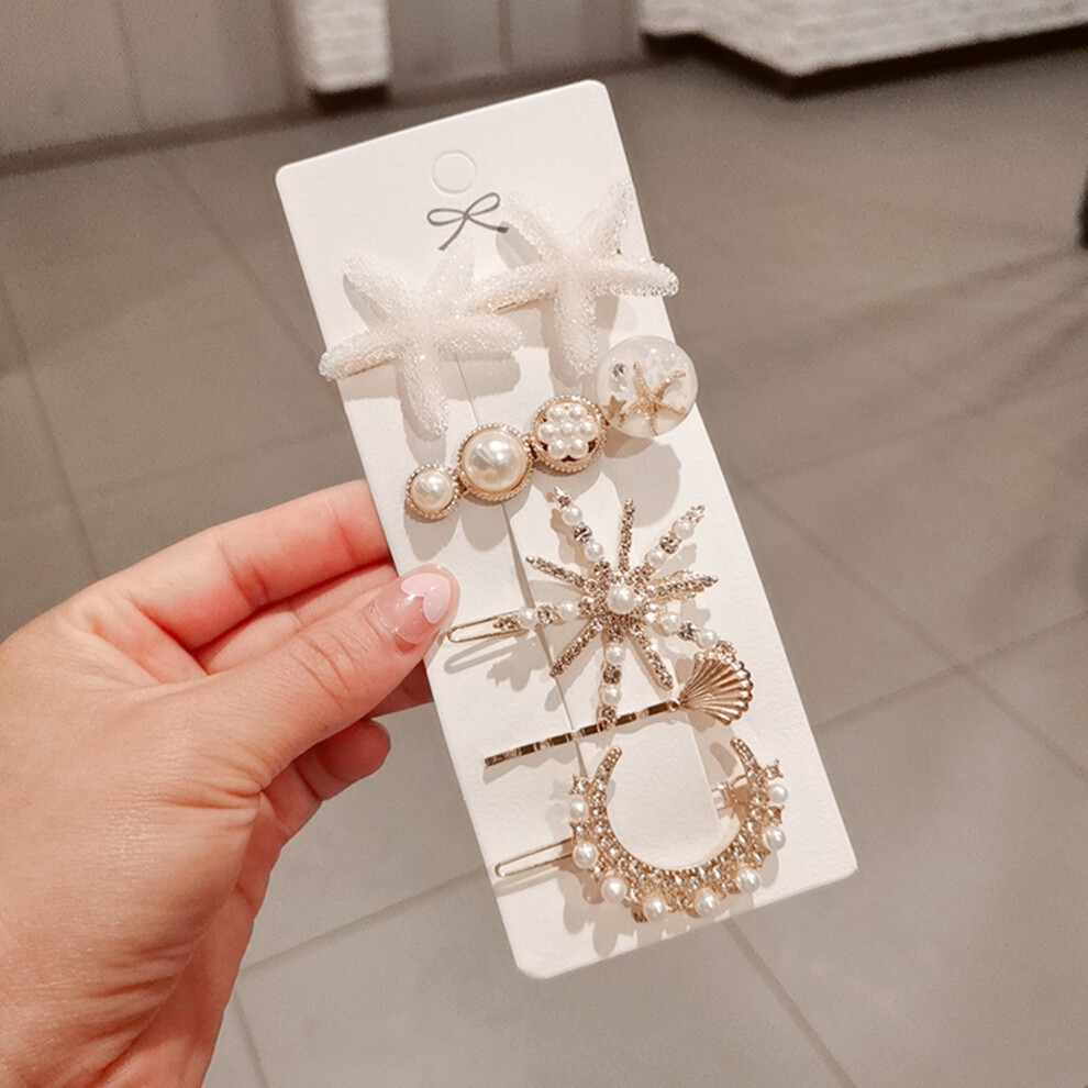 Reach-Tools (1) 5Pcs Crystal Hair Clips For Women - Stars & Pearls