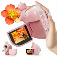 Kids Microscope 1000X HD Magnification with 2'' Display and 1080P Camera, STEM Educational Gift Toy Pink