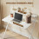 Homcom (White) HOMCOM Folding Desk with 2-Tier Shelf for Home Office 5