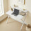 Homcom (White) HOMCOM Folding Desk with 2-Tier Shelf for Home Office 1