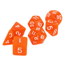 7-stückiges Acryl-polyedrisches Würfelset transparent orange für Brettspiele