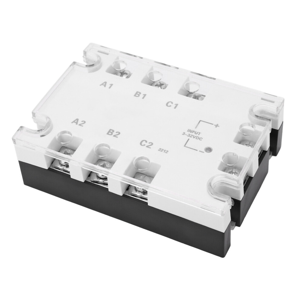 3 Phase Solid State Relay 24-480Vac 10A Noiseless Anti Shock White 8781389621629