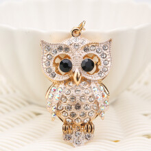 (White) Owl Rhinestone Keychain for Handbag Decor