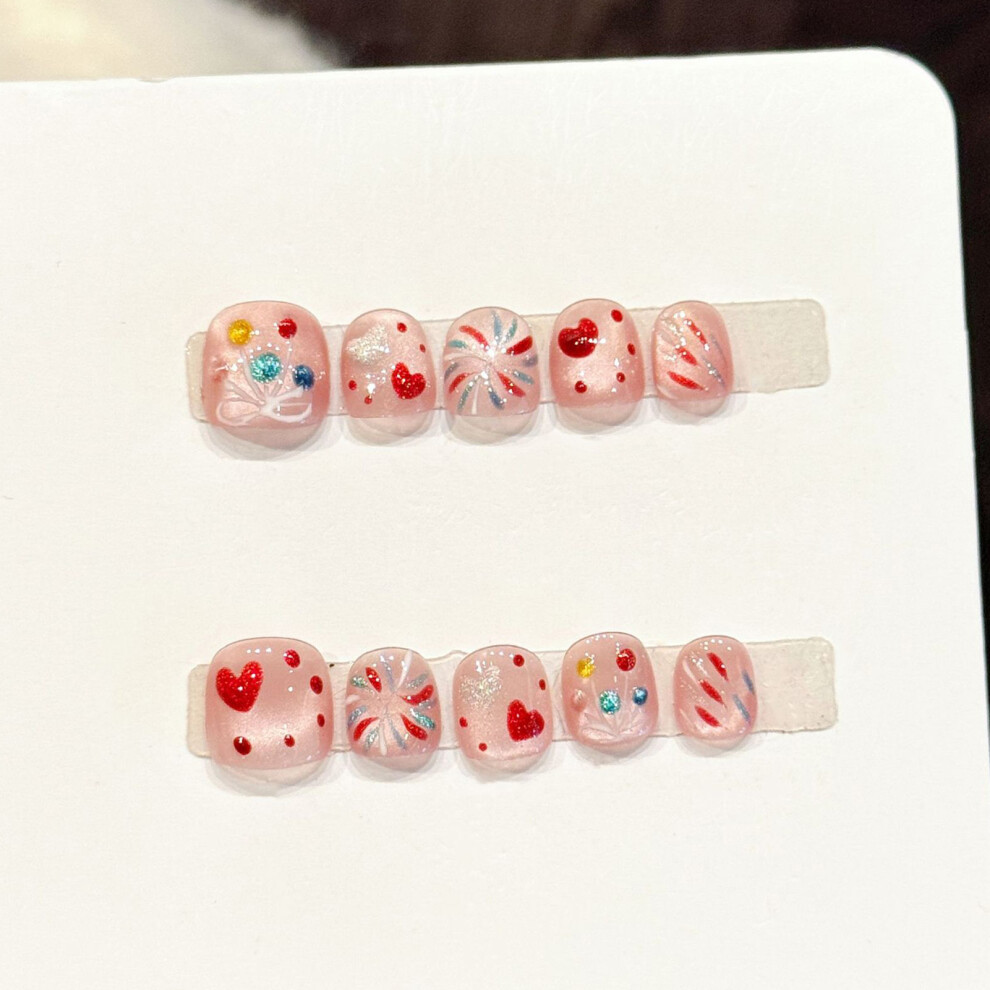 Roc-Electron (Xs) Kids Cartoon Fake Nails - 10Pcs, Safe Pvc, Party Wear