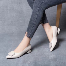 (Beige, Pointed) Women PU Leather Heels - Comfortable Party Pumps