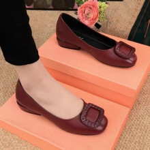 (Wine Red, Side) Women PU Leather Heels - Comfortable Party Pumps
