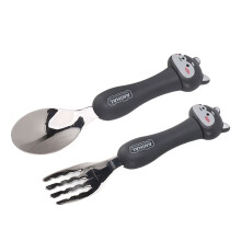 Stainless Steel Baby Feeding Utensil Set with Animal Figures for Kids Portable