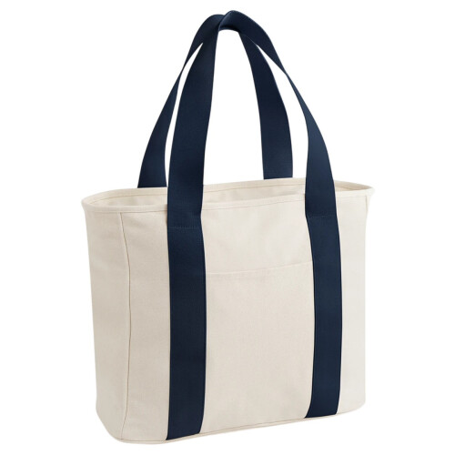BagBase (One Size, Natural/Navy) Bagbase Canvas Tote Bag