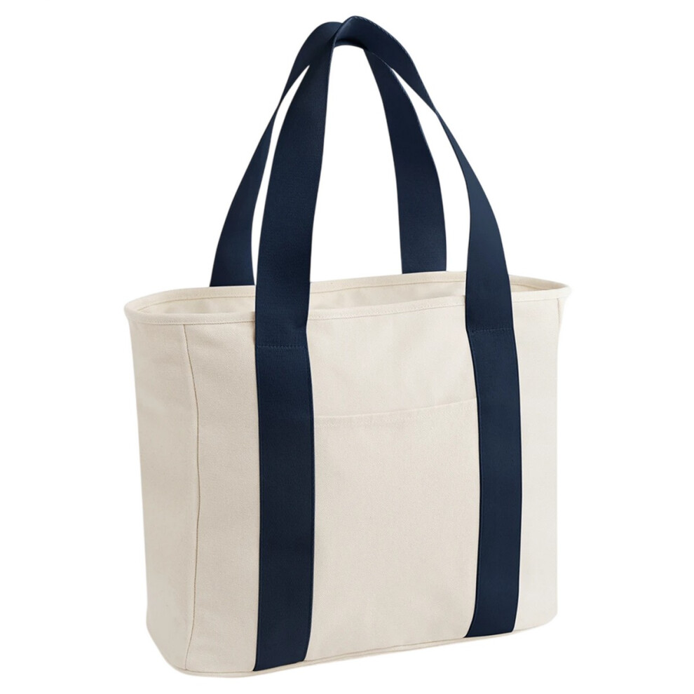 Bagbase (One Size, Natural/Navy) Canvas Tote Bag