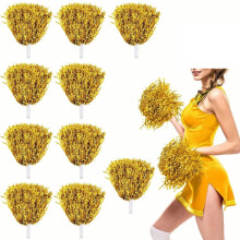 10 Stück PET Cheerleading-Pompoms mit geradem Griff, 30 cm, für Sport