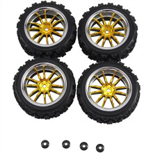 RC Touring Car Wheels 1/10 RC Rubber Tires 12mm Hex Rims Set of 4 Enhanced Grip Easy Installation