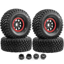 RC Short Course Truck Tires 1/8 Scale Red 17mm Hex Off Road Durable Nylon Wheels 4PCS Set