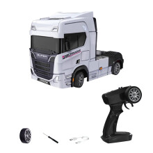 1/43 Scale White RC Semi Truck with Gyroscope, 2.4G Mini RC Drift Trailer for Adults, Compact Design