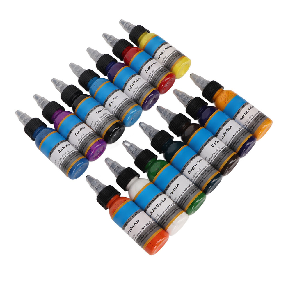 14pcs Tattoo Ink Set 29.6ml Liquid Pigments 14 Colors for Skin & Practice