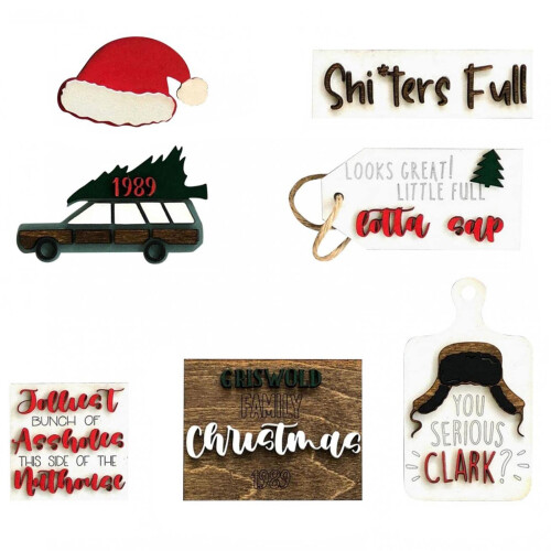 Rustic Wooden Christmas Signs Set – 7Pieces