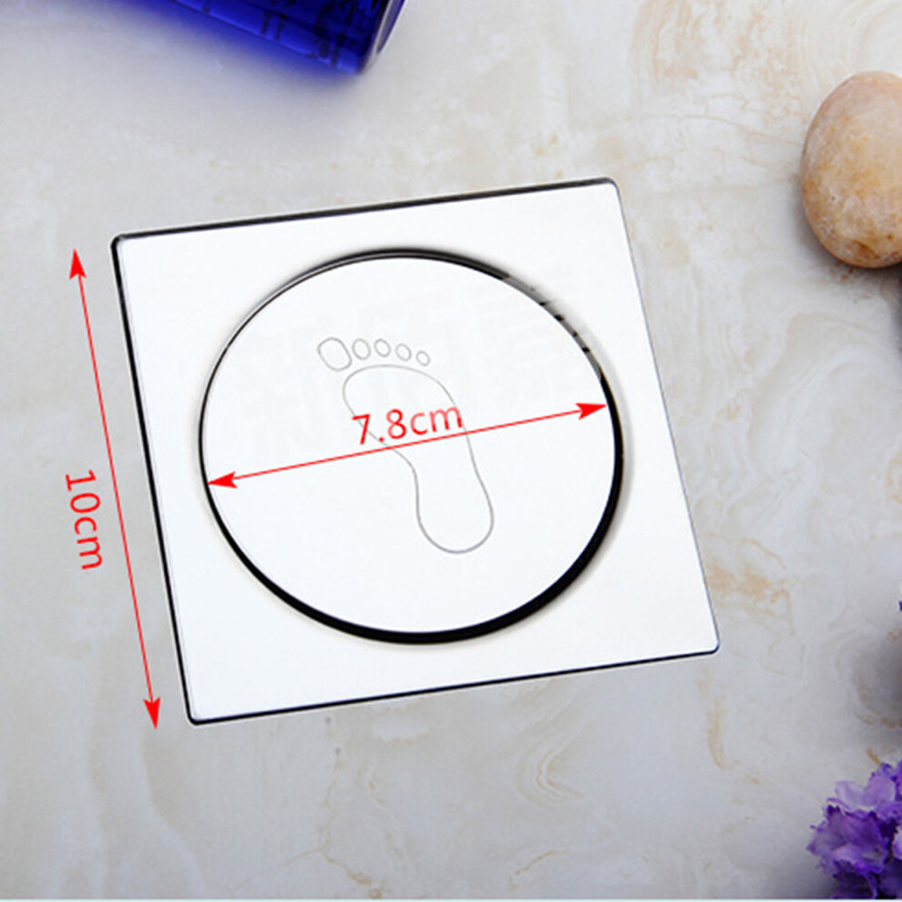 Stainless Steel Shower Drain 10X10cm High Gloss Floor Drain Odor Prevention 4681389626515
