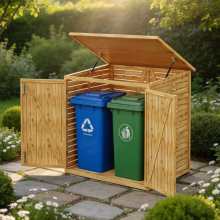 Garden Sanctuary 4.4x3.5ft Fir Wood Trash Bin Shed