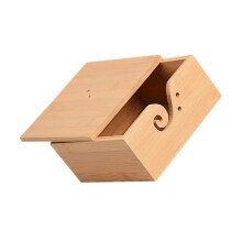Handcrafted Wooden Yarn Bowl with Lid, Square Yarn Holder for Knitting and Crochet, Tangle Design