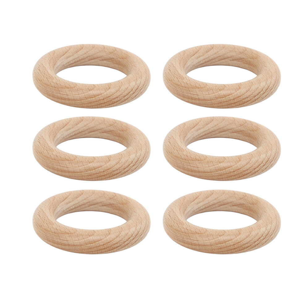 30Pcs Beech Wood Craft Rings Diy Home Decor Accessories 7Cm / 2.76In 8491389627568