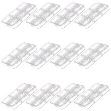 12 Piece Clear Nail Art Storage Box Set with 6Grid Separation, Plastic Jewelry Organizer for Rhinestones and Beads